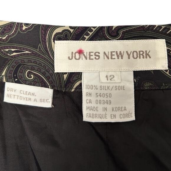 Jones New York VTG 100% Silk Mini Skirt Women's Size 10 Faux-Wrap Paisley - Picture 5 of 5